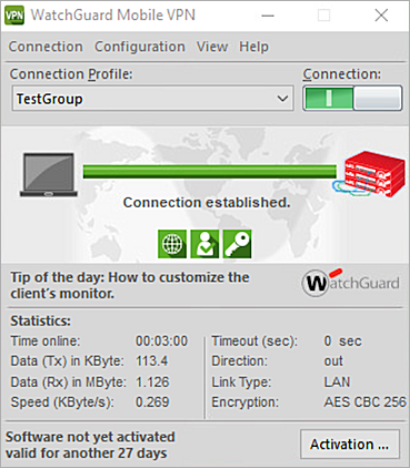 Screenshot of WatchGuard IPSec client